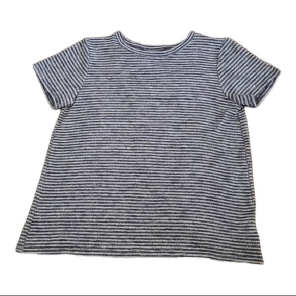 Other - Zella Girls Navy Blue Striped Knitted T-Shirt With Slit Back Size M